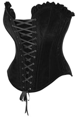 Daisy Corsets Top Drawer Black Velvet Lace-Up Steel Boned Overbust Corset