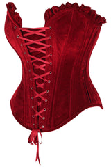 Daisy Corsets Top Drawer Dark Red Velvet Lace-Up Steel Boned Overbust Corset