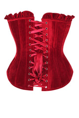 Daisy Corsets Top Drawer Dark Red Velvet Lace-Up Steel Boned Overbust Corset