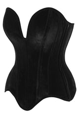 Daisy Corsets Top Drawer Steel Boned Black Velvet Plunge Neckline Overbust Corset