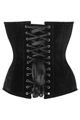 Daisy Corsets Top Drawer Steel Boned Black Velvet Plunge Neckline Overbust Corset