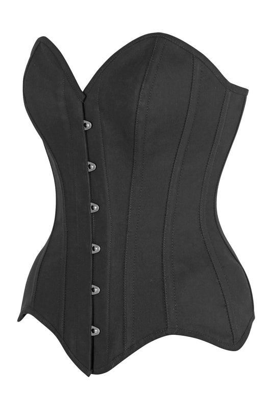 Daisy Corsets Top Drawer Black Cotton Steel Boned Overbust Corset - Daisy Corsets