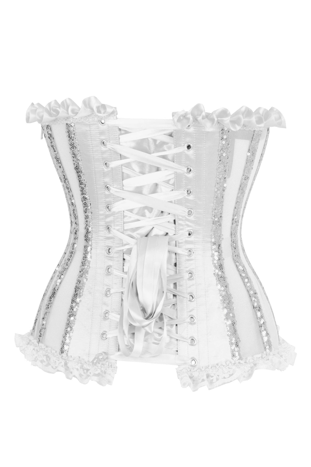 Daisy Corsets Top Drawer Steel Boned Silver Sequin Underwire Bustier Corset