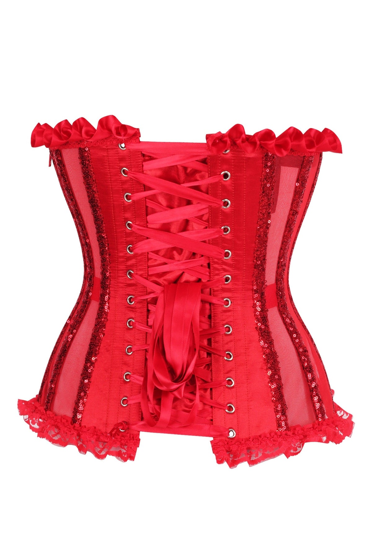 Daisy Corsets Top Drawer Steel Boned Red Sequin Underwire Bustier Corset