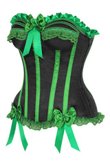 Daisy Corsets Top Drawer Black/Green Satin Steel Boned Burlesque Corset - Daisy Corsets