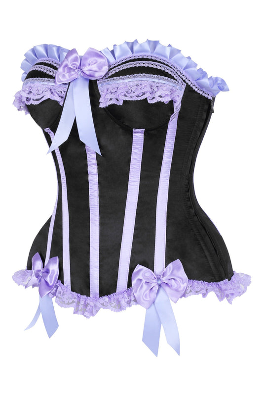 Daisy Corsets Top Drawer Black/Lavender Satin Steel Boned Burlesque Corset