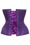 Corsé de satén morado oscuro con varillas de acero y escote pronunciado sobre el busto de Daisy Corsets Top Drawer