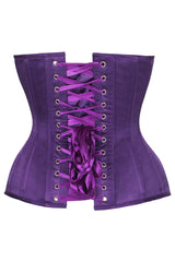 Daisy Corsets Top Drawer Steel Boned Dark Purple Satin Plunge Neckline Overbust Corset - Daisy Corsets