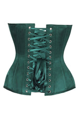 Daisy Corsets Top Drawer Steel Boned Dark Green Satin Plunge Neckline Overbust Corset