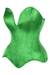 Daisy Corsets Top Drawer Steel Boned Green Satin Plunge Neckline Overbust Corset