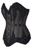 Daisy Corsets Top Drawer Sheer Black Mesh & Beaded Steel Boned Overbust Corset