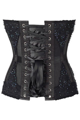 Daisy Corsets Top Drawer Sheer Black Mesh & Beaded Steel Boned Overbust Corset