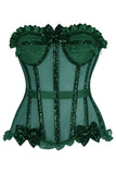 Daisy Corsets Top Drawer Steel Boned Dark Green Sequin Underwire Bustier Corset