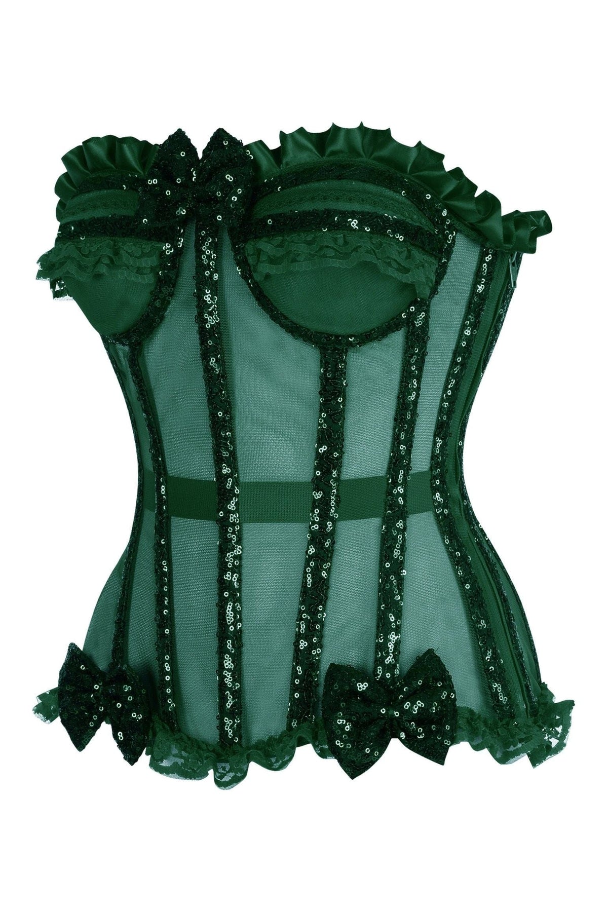 Daisy Corsets Top Drawer Steel Boned Dark Green Sequin Underwire Bustier Corset