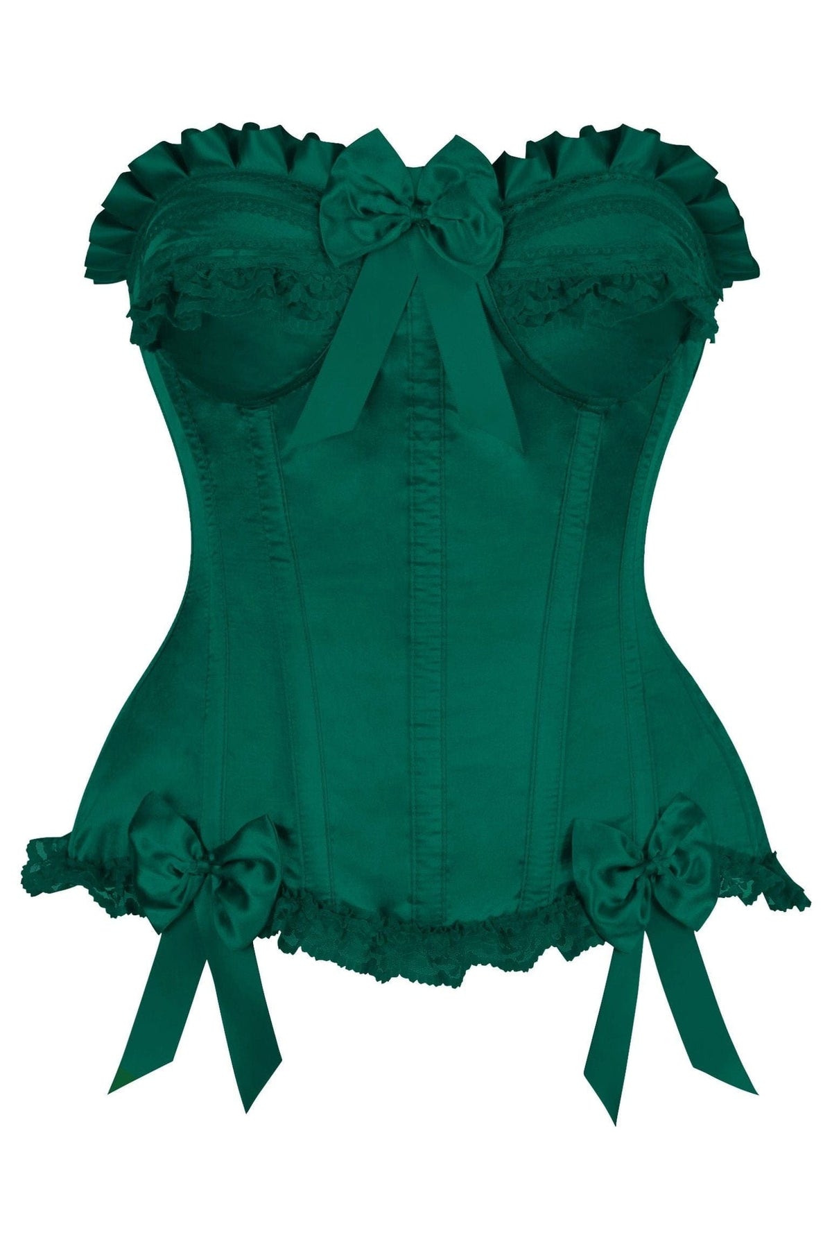 Daisy Corsets Top Drawer Dark Green Satin Steel Boned Burlesque Corset