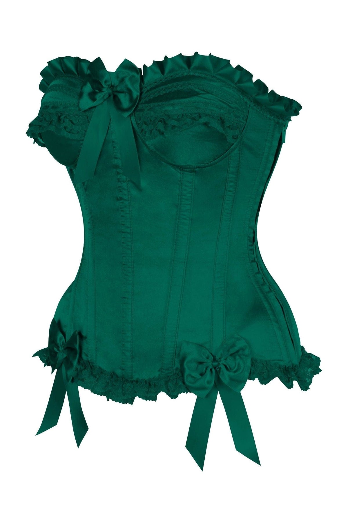 Daisy Corsets Top Drawer Dark Green Satin Steel Boned Burlesque Corset