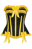 Daisy Corsets Top Drawer Black/Yellow Satin Steel Boned Burlesque Corset