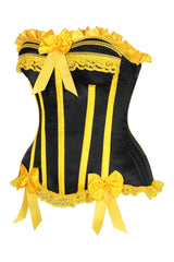 Daisy Corsets Top Drawer Black/Yellow Satin Steel Boned Burlesque Corset