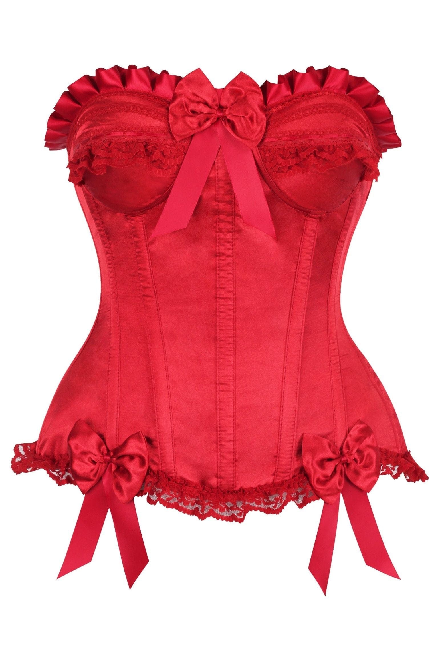 Daisy Corsets Top Drawer Dark Red Satin Steel Boned Burlesque Corset