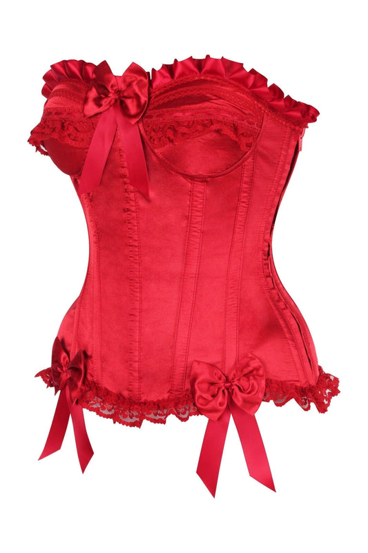 Daisy Corsets Top Drawer Dark Red Satin Steel Boned Burlesque Corset