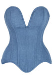 Daisy Corsets Top Drawer Steel Boned Blue Denim Plunge Neckline Overbust Corset