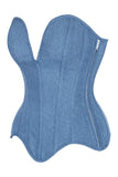 Daisy Corsets Top Drawer Steel Boned Blue Denim Plunge Neckline Overbust Corset