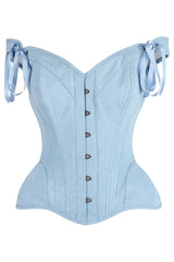 Daisy Corsets Top Drawer Light Blue Denim Steel Boned Corset w/Straps