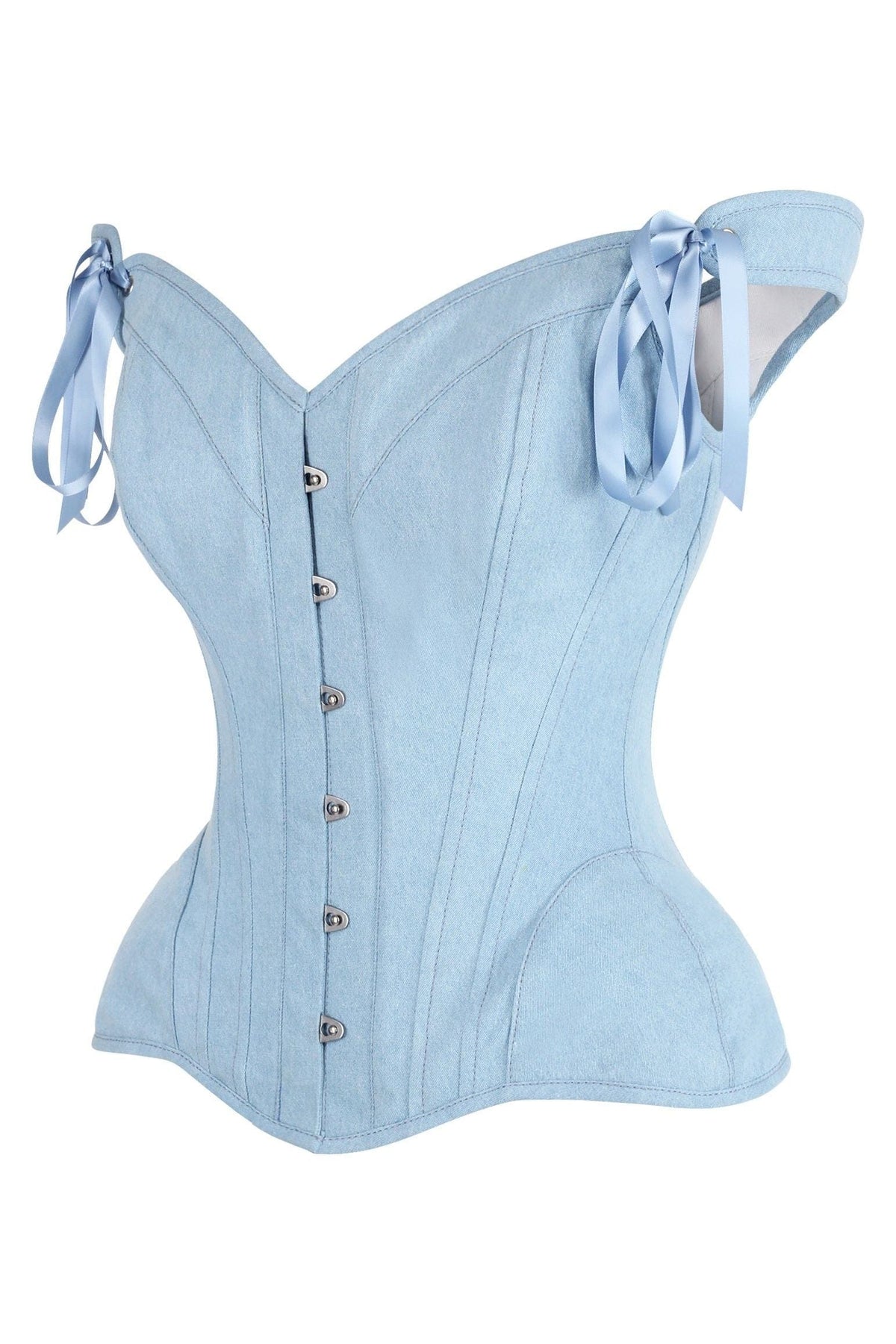 Daisy Corsets Top Drawer Light Blue Denim Steel Boned Corset w/Straps