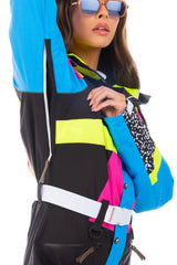 The Black Diamond | Black and Pink Retro Women's One Piece Ski Suit