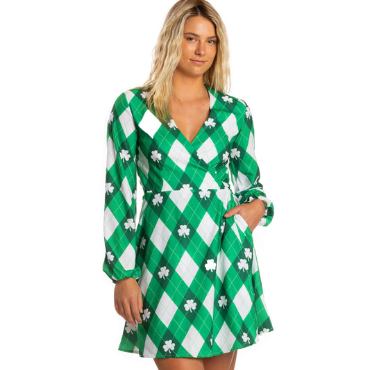 The Cabbage Connoisseur | Green Argyle St. Patrick's Day Wrap Dress