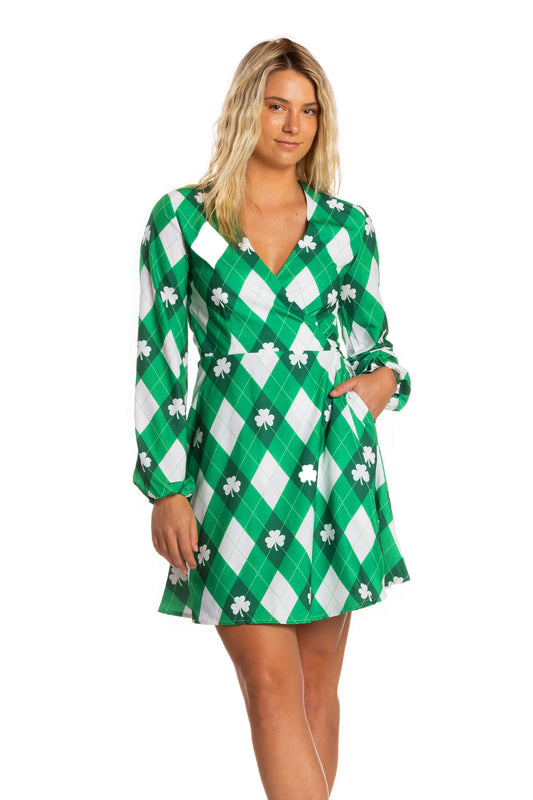 The Cabbage Connoisseur | Green Argyle St. Patrick's Day Wrap Dress