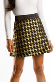 The Caviar and Cocktails | Gold Jacquard Black Label Womens Skirt - Shinesty