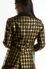 The Caviar and Cocktails | Gold Jacquard Black Label Womens Blazer