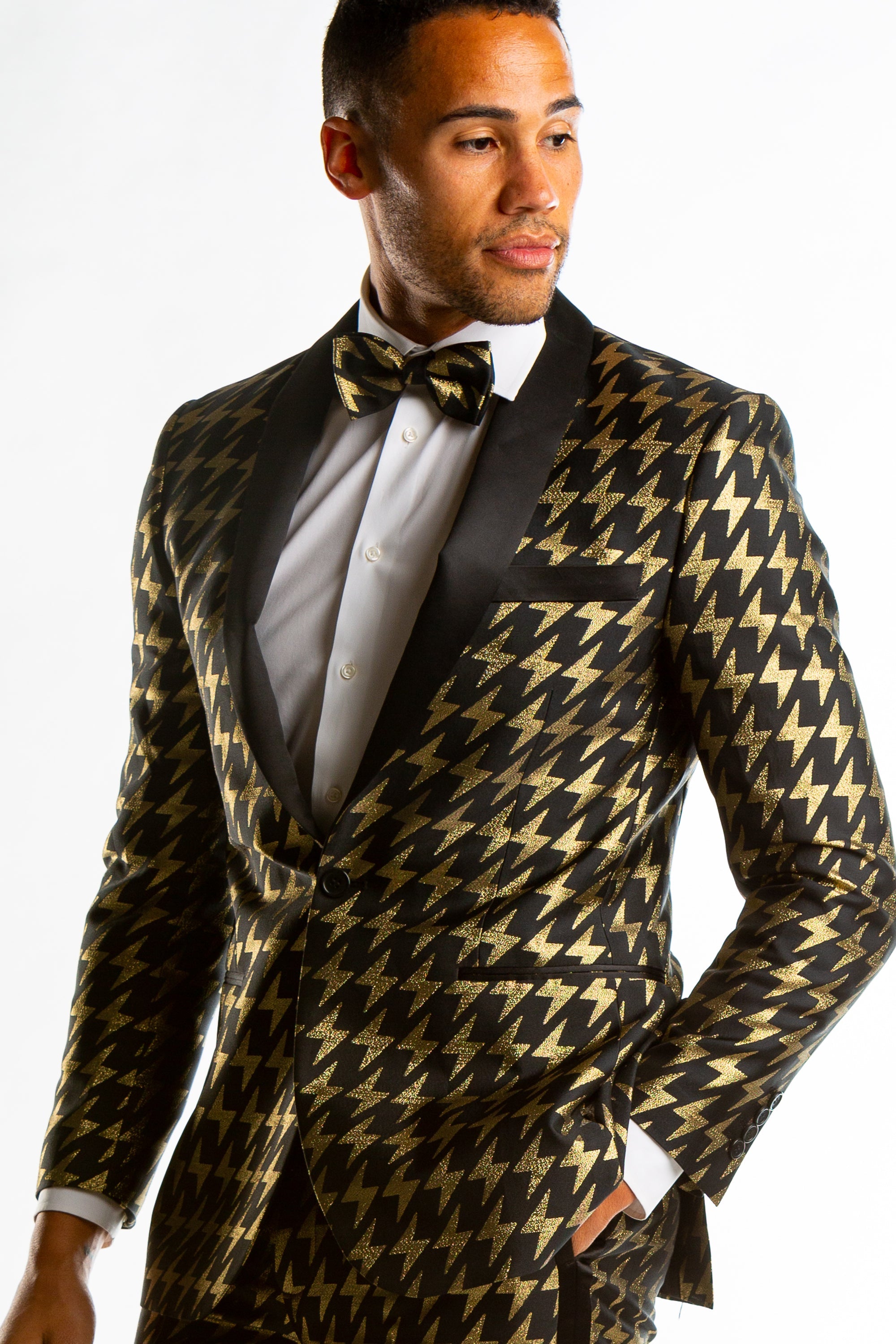 The Caviar and Cocktails | Gold Jacquard Black Label Suit