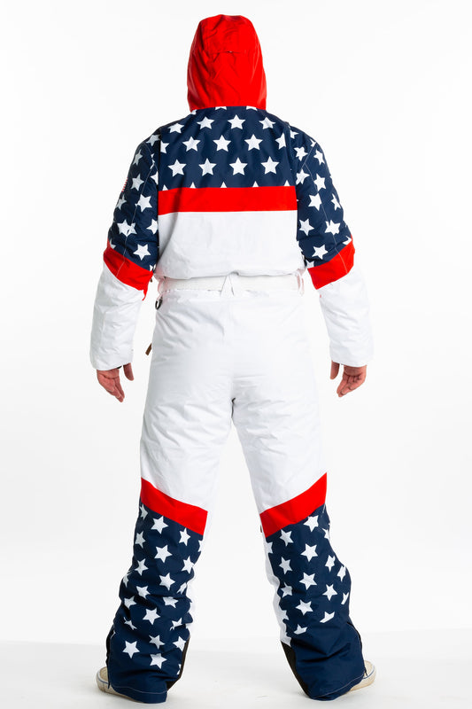 The First Chair | Mens Retro American Flag Ski Suit - Shinesty