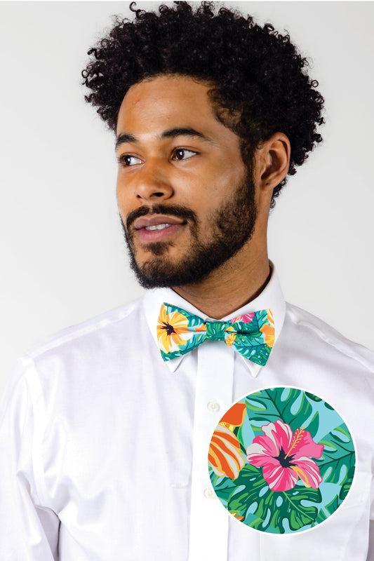 The Hibiscus Honeymoon | Floral Hawaiian Bow Tie - Shinesty