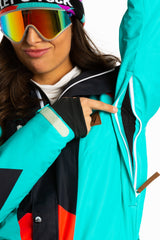 The Lax Liftie | Retro Teal Women's One Piece Ski Suit