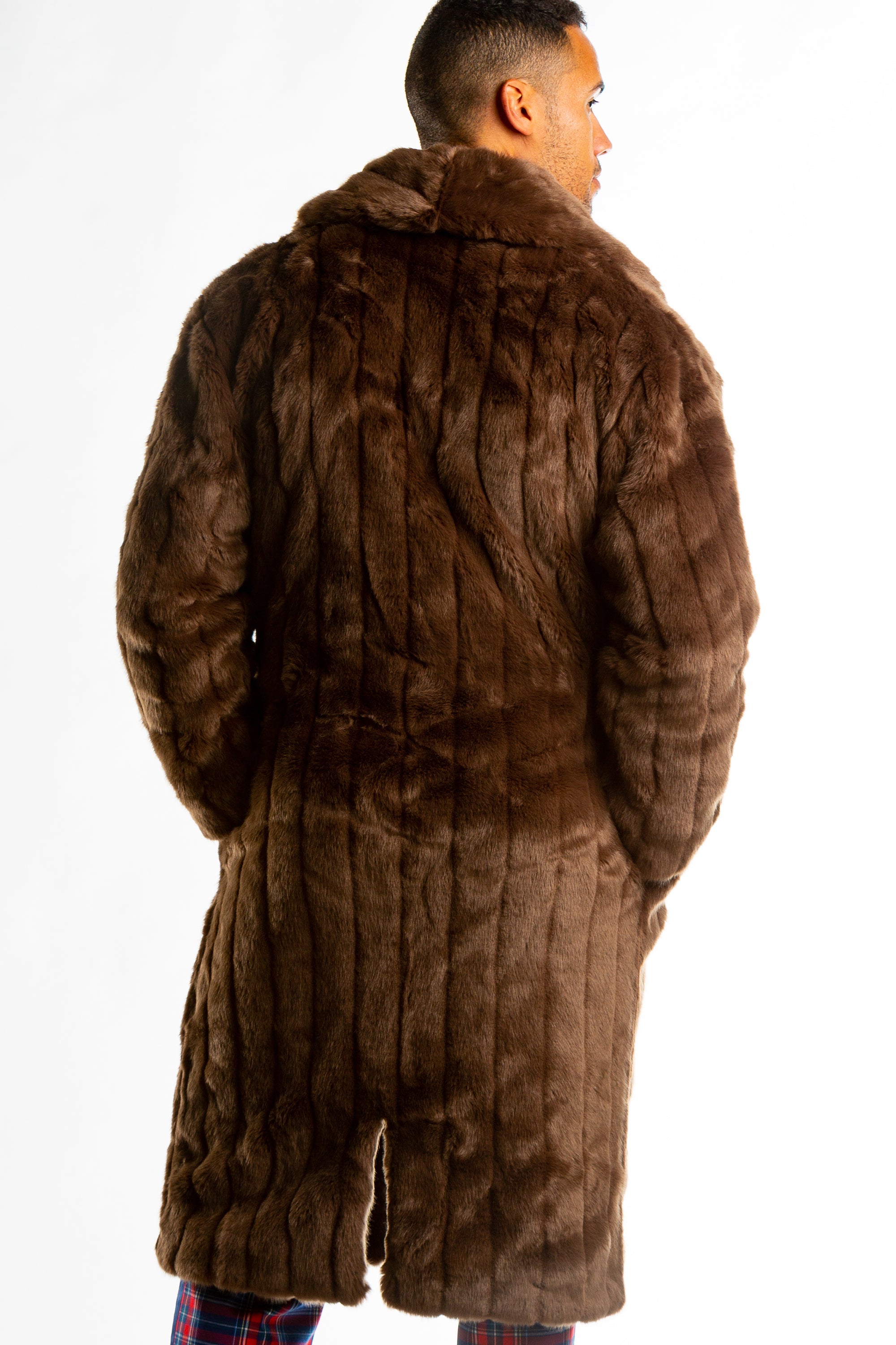 The Manhattan Mogul | Long Brown Black Label Faux Fur Coat