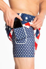 The Reagans | American Flag Patch Ball Hammock® Pouch 5" Swim Trunks - Shinesty