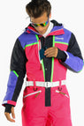 The Gnar Shredder | Men's Coral And Black Retro Ski Suit