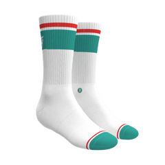 The Turks and Caicos | White and Teal Heel Hammock™ Crew Socks