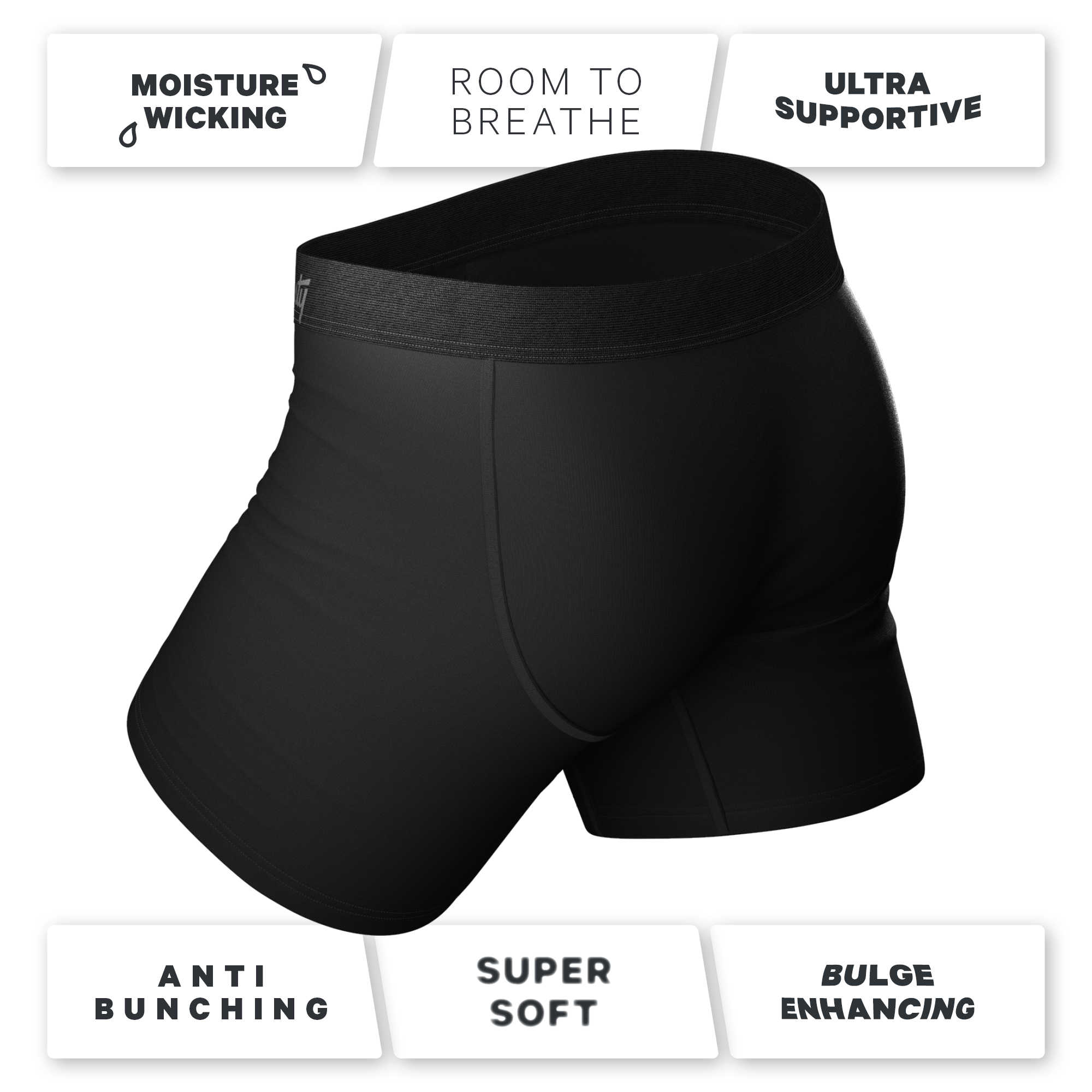 The 009 | Black Tuxedo Ball Hammock® Pouch Underwear With Fly - Shinesty