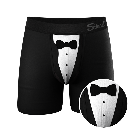 The 009 | Black Tuxedo Ball Hammock® Pouch Underwear With Fly