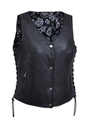 Unik International Ladies Black Paisely Cowhide Vest