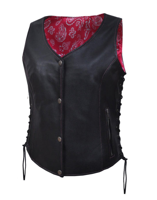 Unik International Ladies Pink Paisely Cowhide Vest