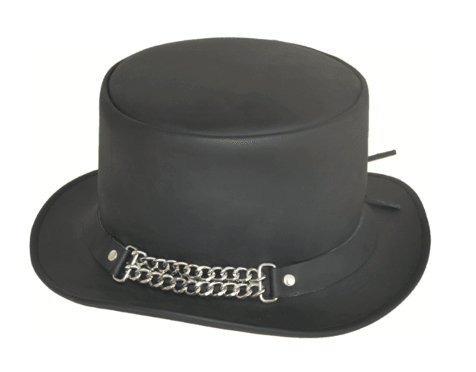 Unik International Mens Cowhide Top Hat with Chain