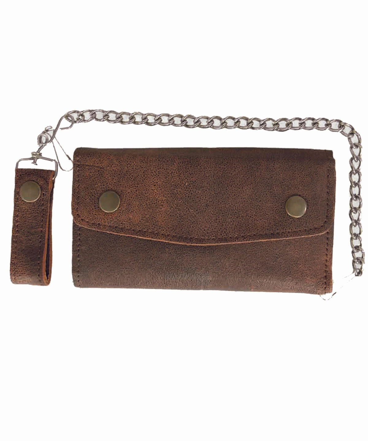 Unik International Brown Cowhide 7" x 3" Biker Chain Wallet