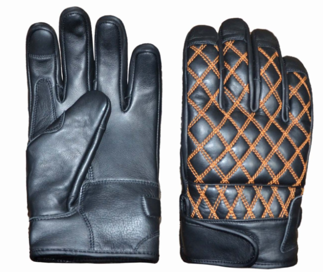 Unik Leather Mens Black & Orange Gloves 8423.16