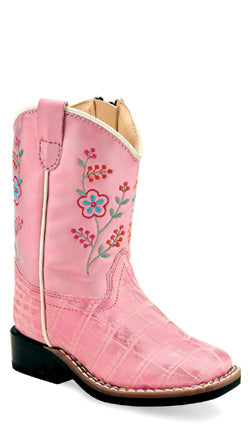 Old West Girl's Pink Flowered Boots