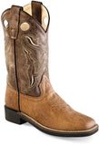 Old West Tan Vintage Foot Brown Crackle Shaft Children All Over Leatherette Material Broad Square Toe Boots